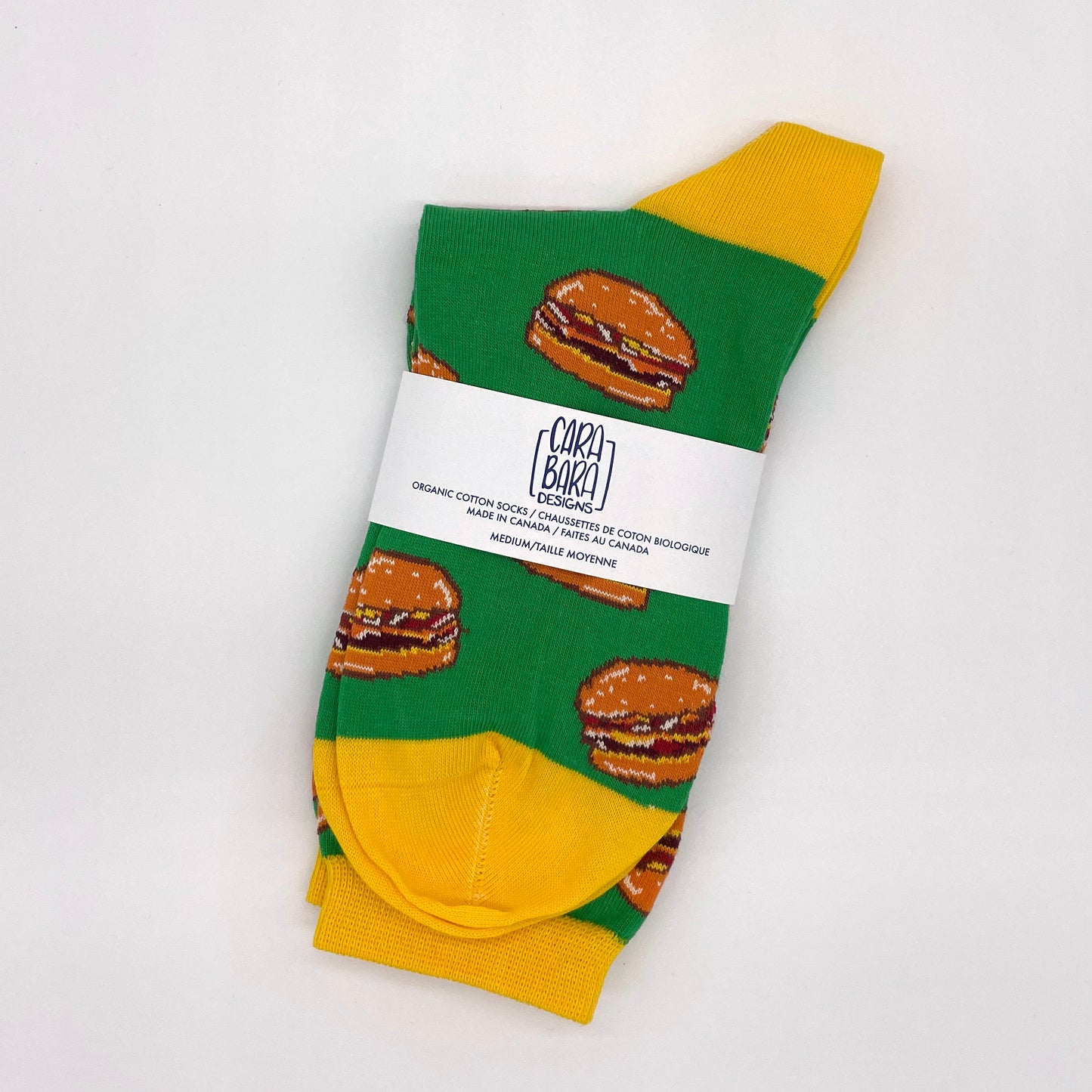 Green Cheeseburger Adult Unisex Organic Cotton Socks