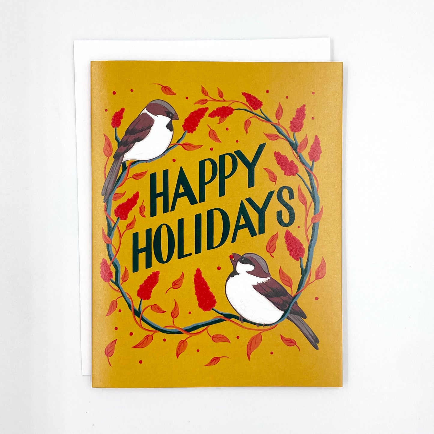 Happy Holidays Sparrows and Sumac Christmas Card