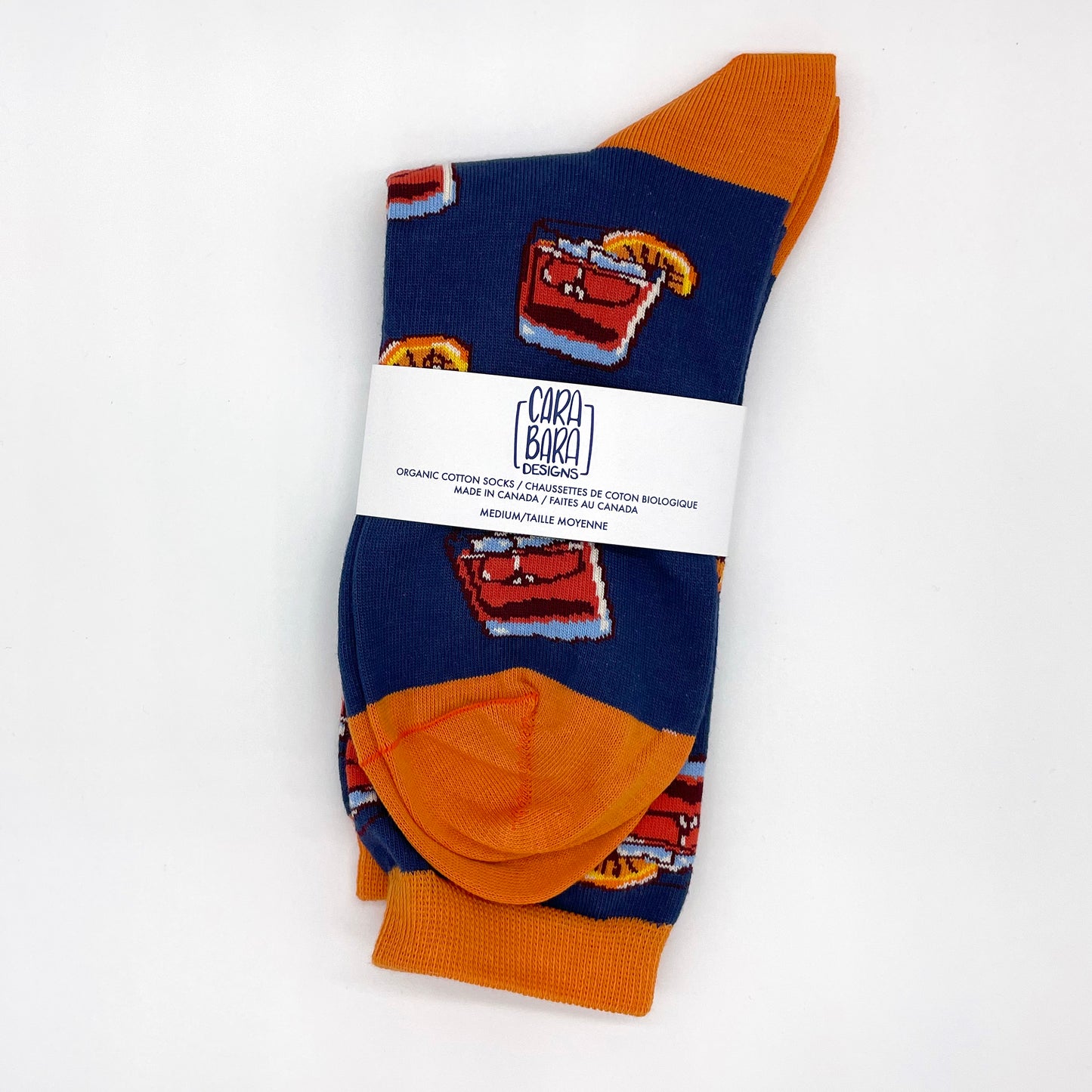 Blue Negroni Cocktail Organic Cotton Adult Unisex Socks