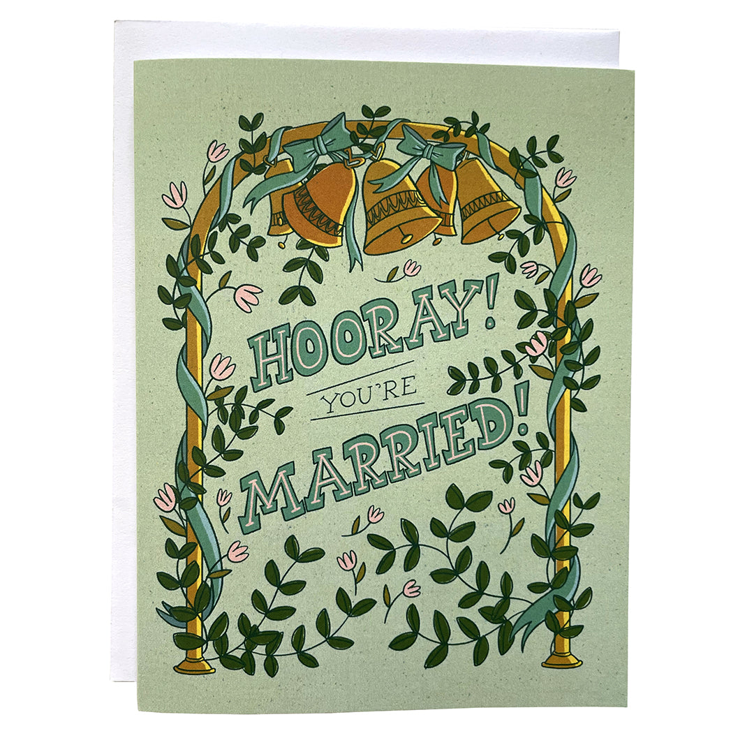 Hooray You're Married! Gender Neutral Wedding Bells Card