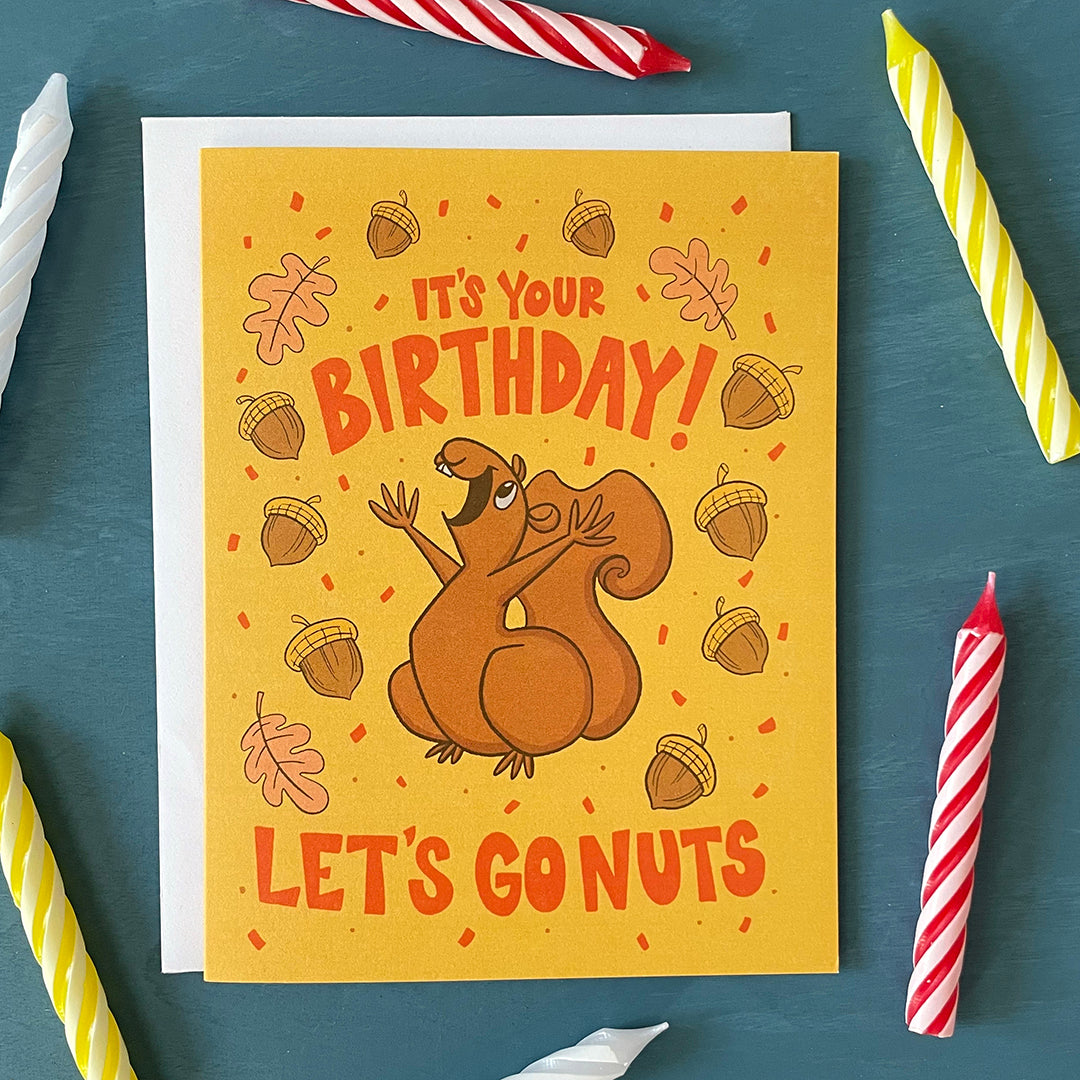 Cheerful Birthday Squirrel Greeting Card