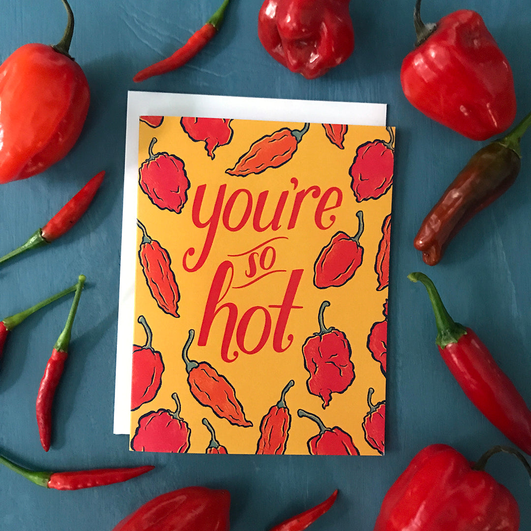 So Hot Love and Anniversary Spicy Hot Sauce Lover Greeting Card