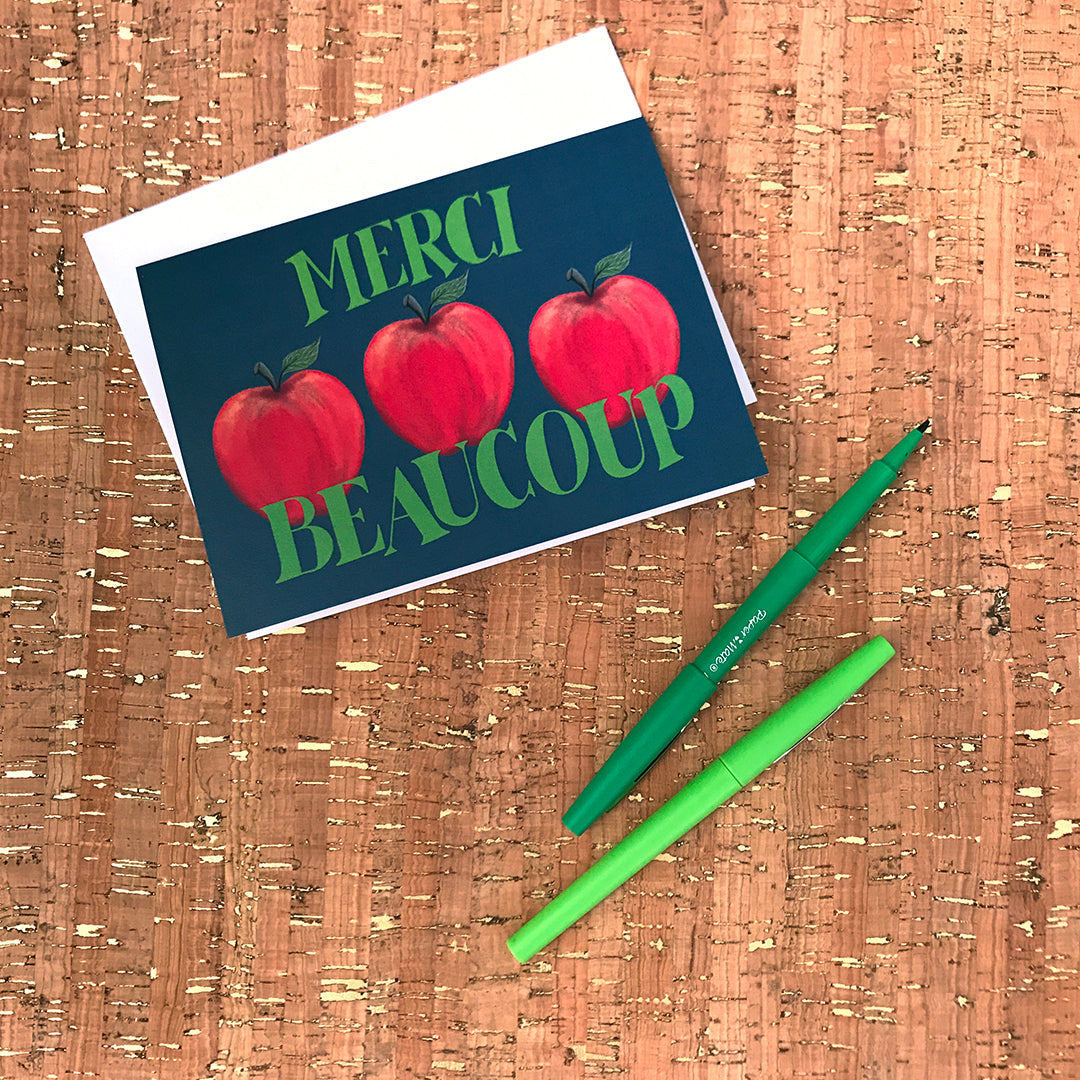 Merci Beaucoup Apple Thank You Greeting Card