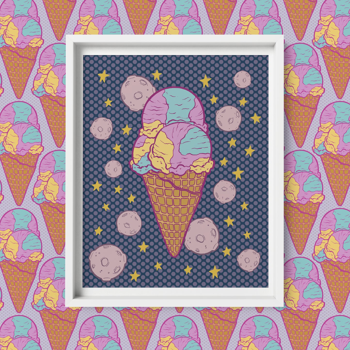 Moon Mist Ice Cream Outer Space Art Print