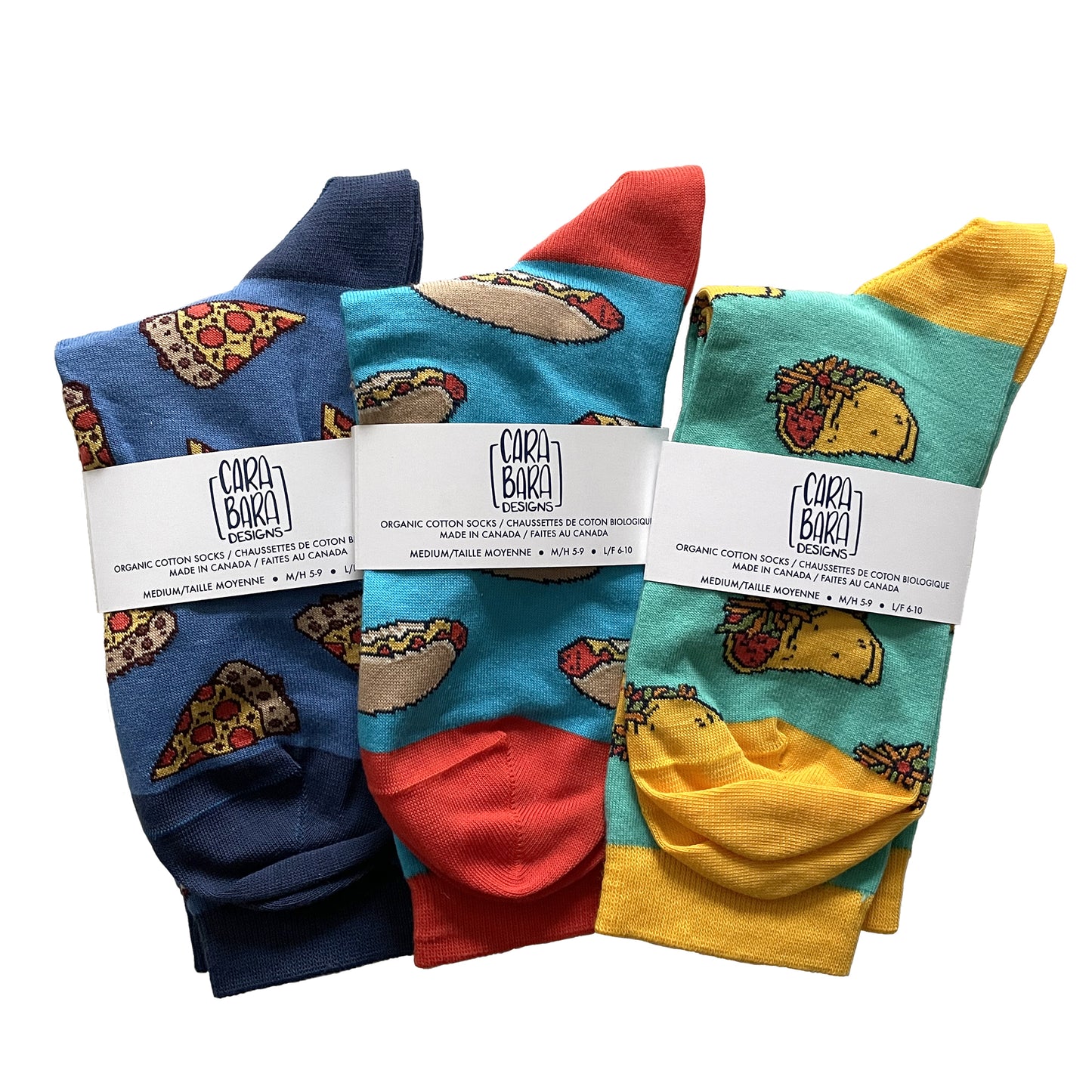 Snack Attack Adult Unisex Organic Cotton Socks 3-Pack