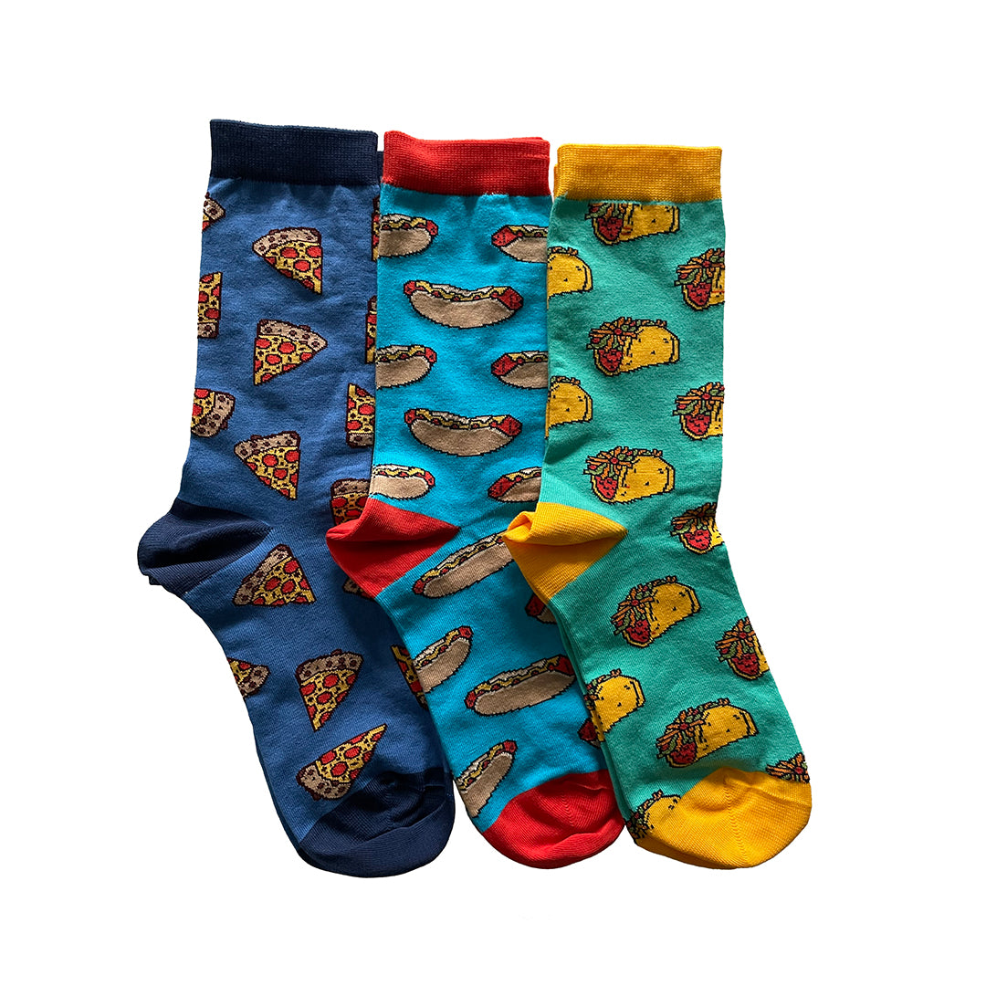 Snack Attack Adult Unisex Organic Cotton Socks 3-Pack