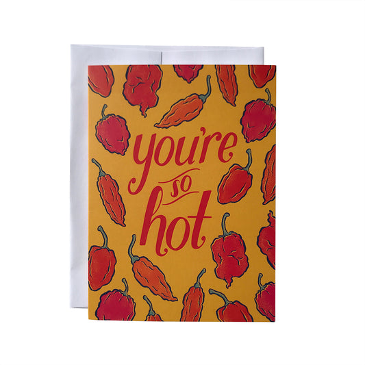 So Hot Love and Anniversary Spicy Hot Sauce Lover Greeting Card