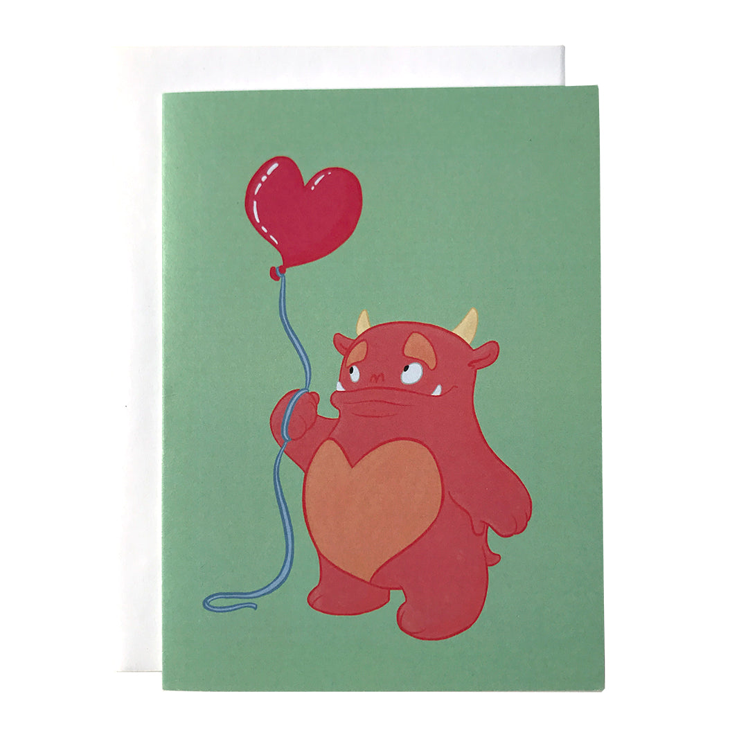 Monster and Heart Balloon Greeting Card