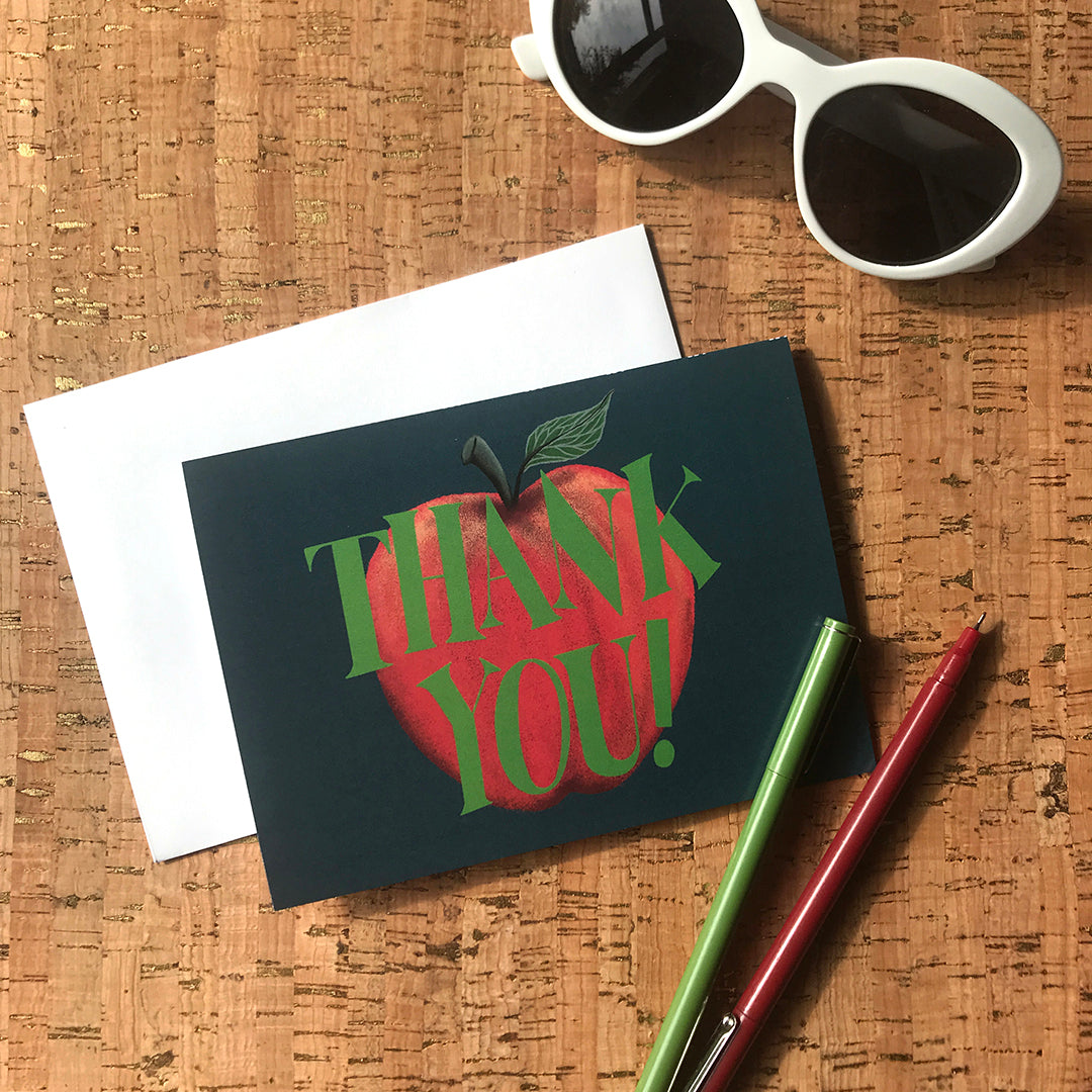 Thank You Teacher Apple Greeting Card