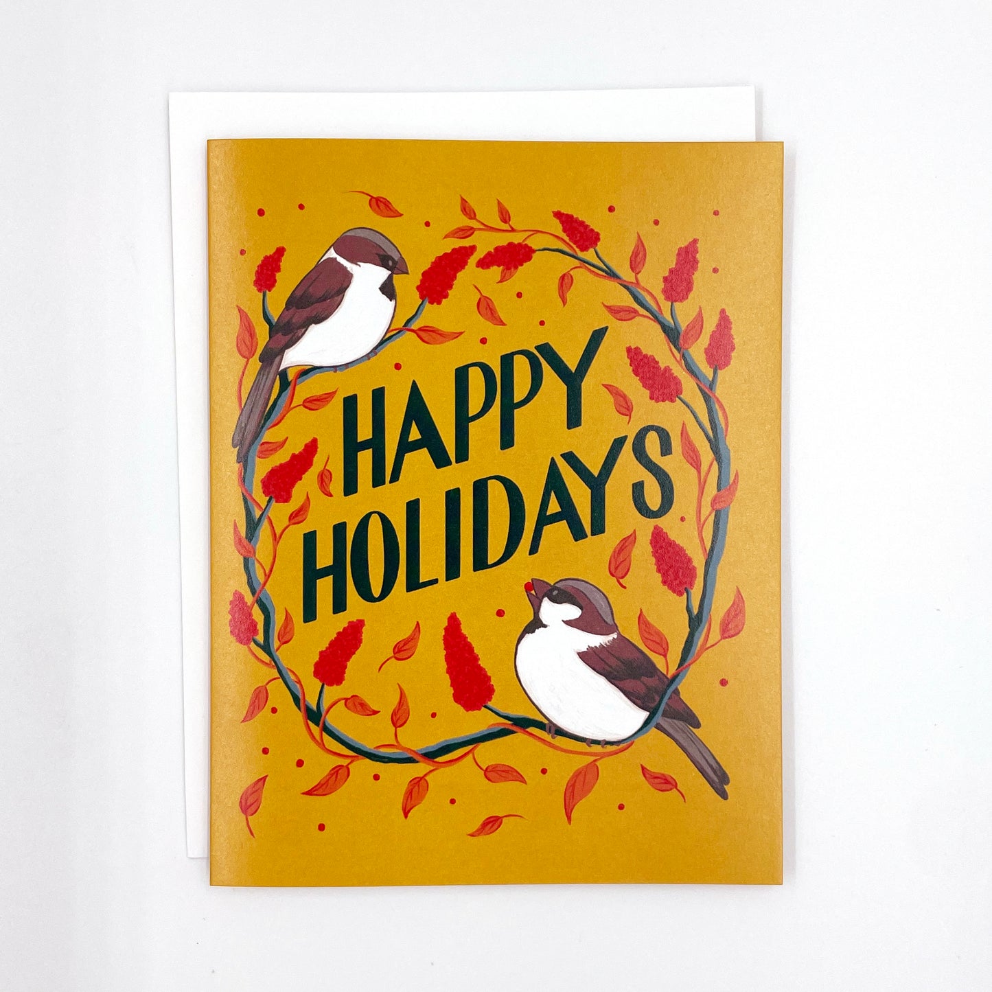 Happy Holidays Sparrows Christmas Card 8-card Box Set