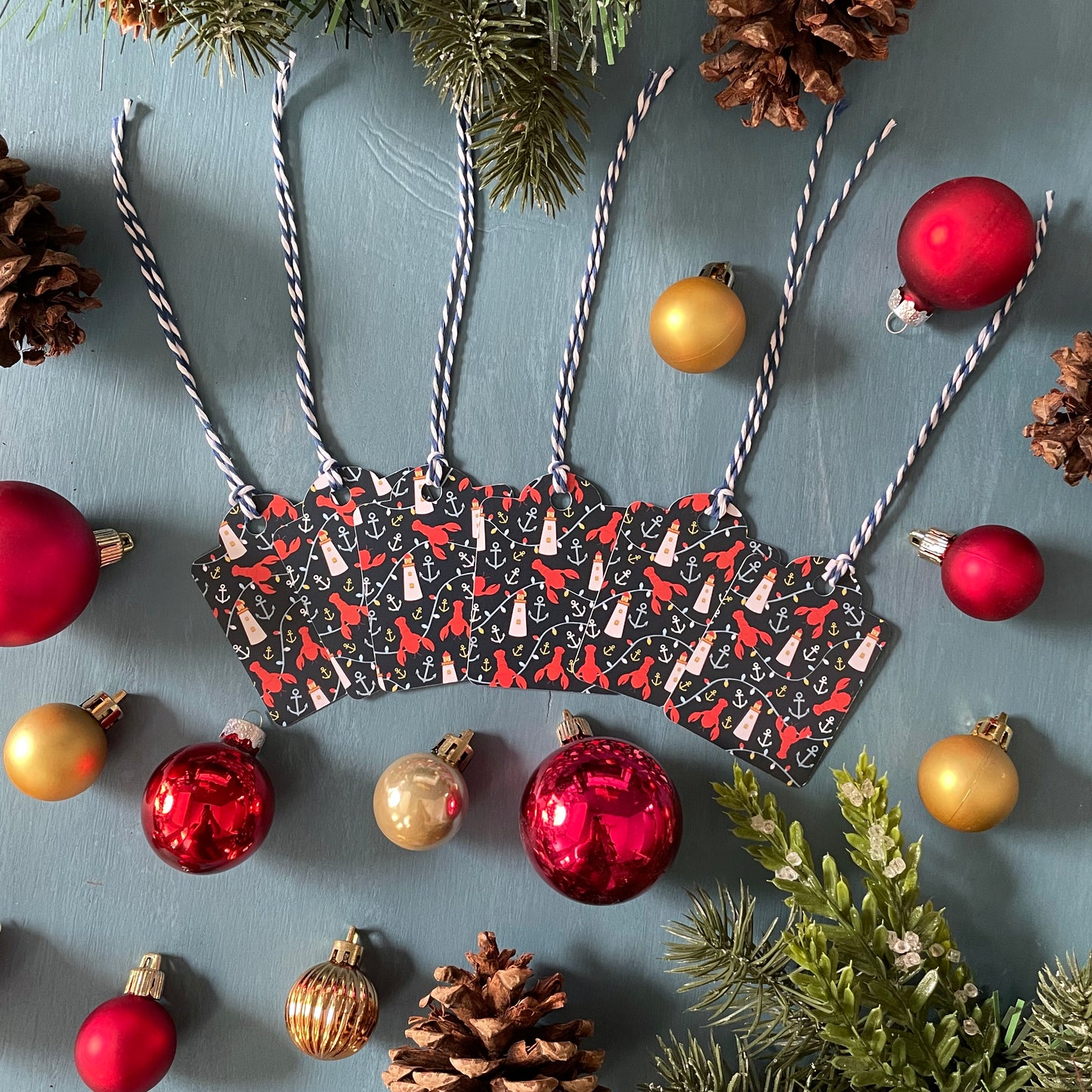 Christmas Lobsters Gift Tag 6-Pack