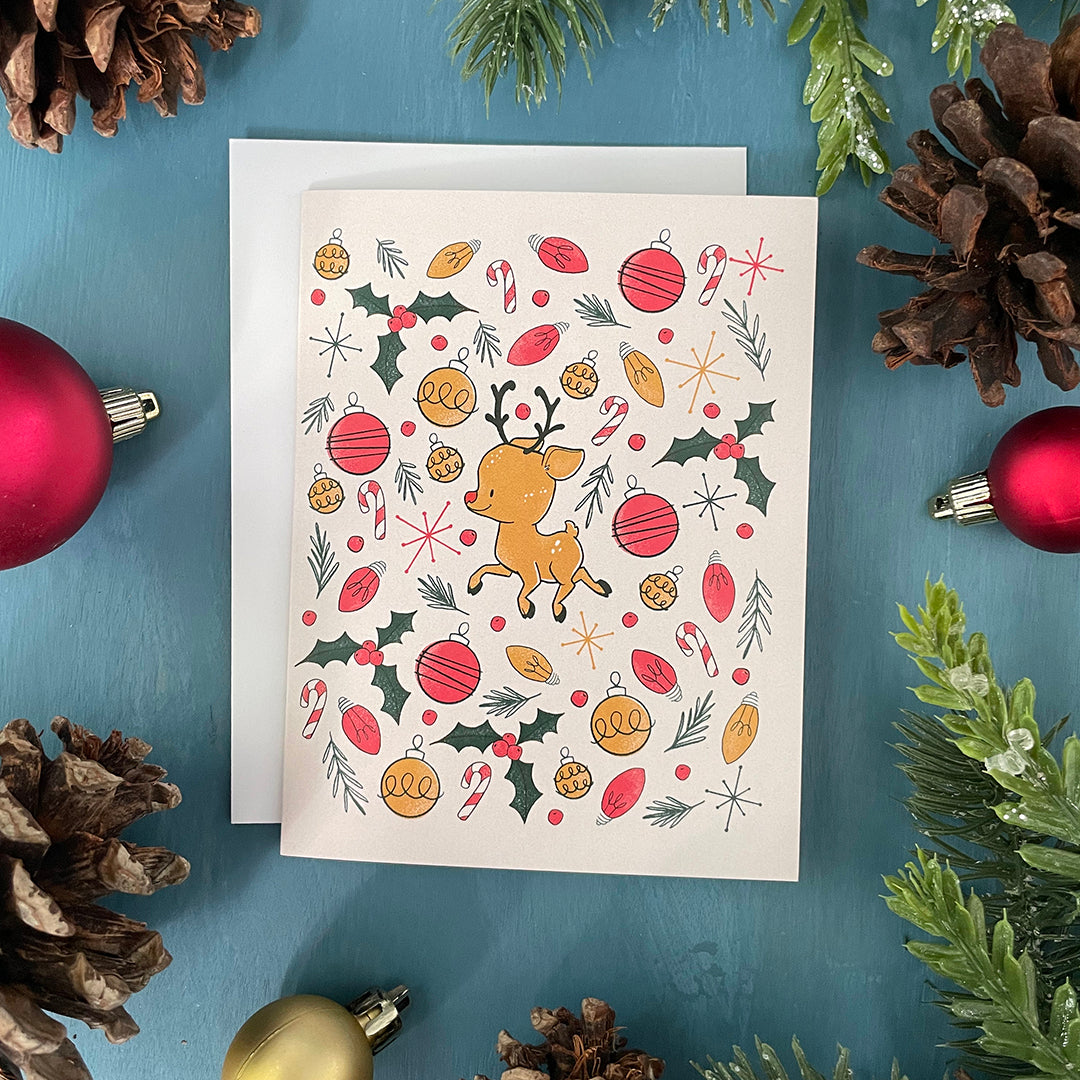 Midcentury Reindeer Christmas Card 8-card Box Set