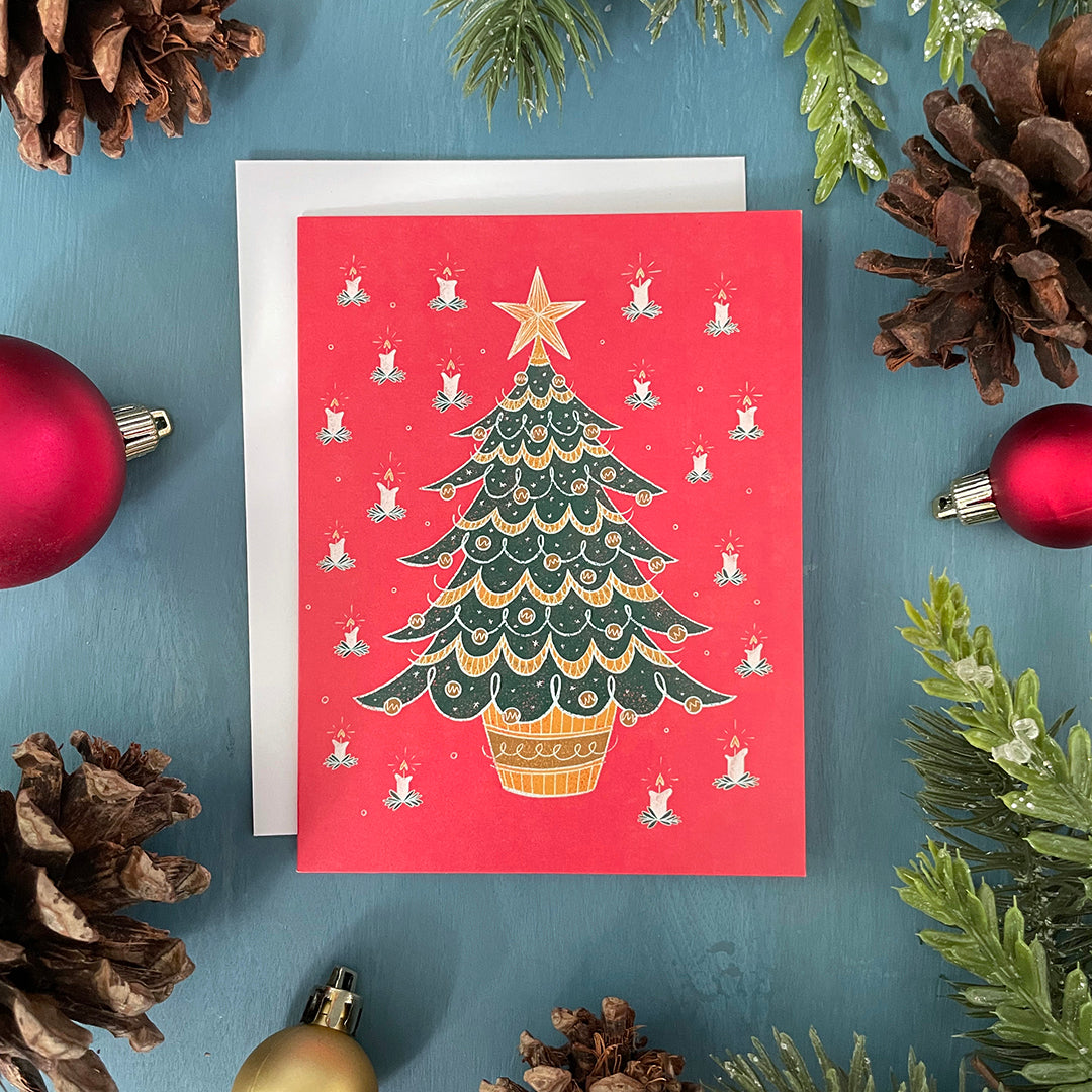 Midcentury Christmas Tree Holiday Card 8-card Boxed Set