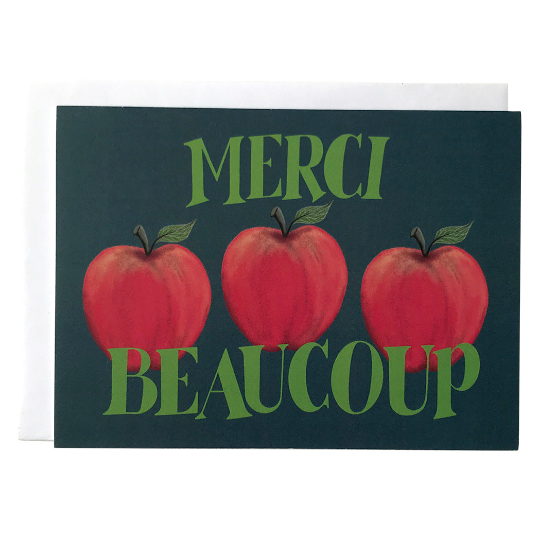 Merci Apple Merci Beaucoup Apple Thank You Greeting Card – Carabara Designs
