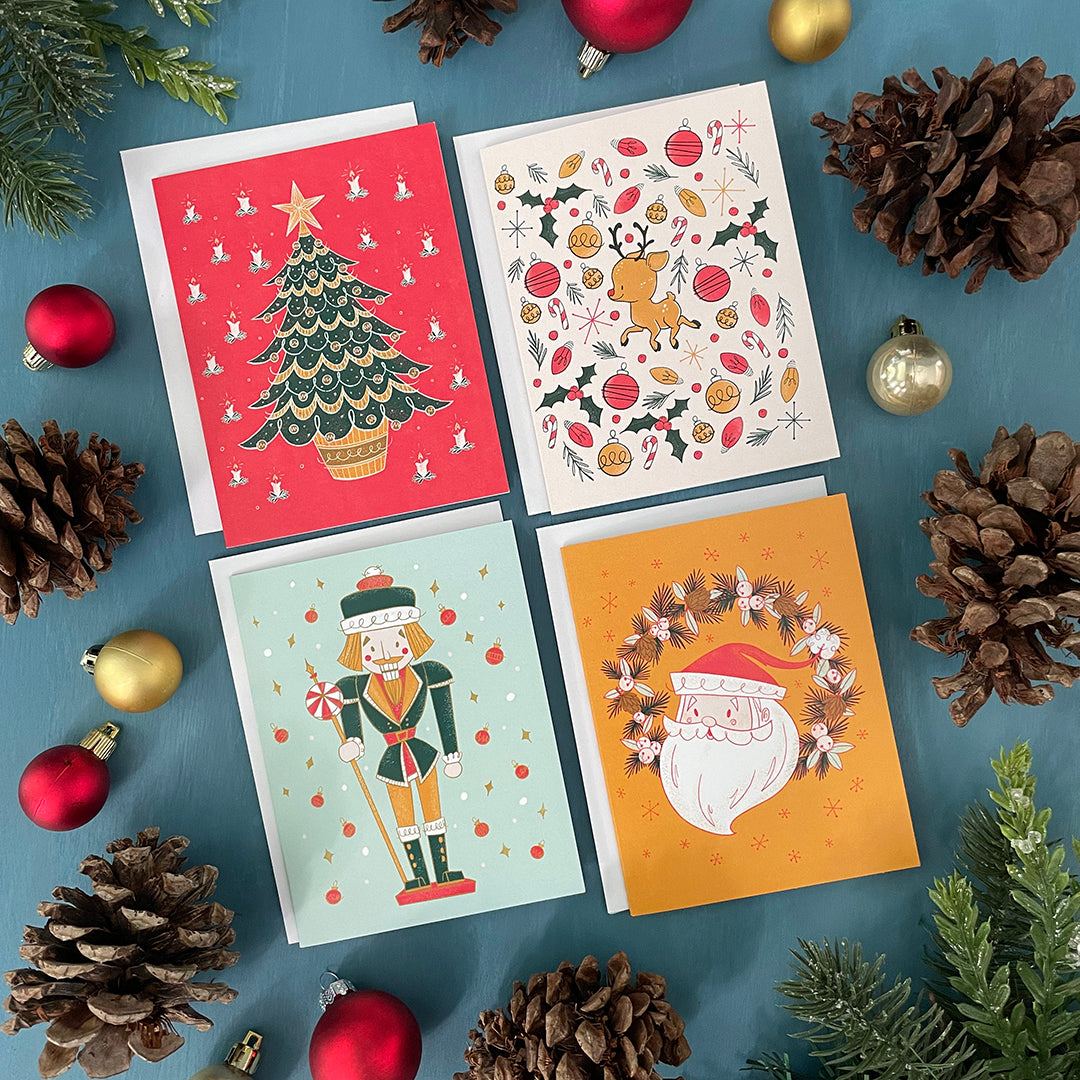 Midcentury Christmas Cards 4-Pack