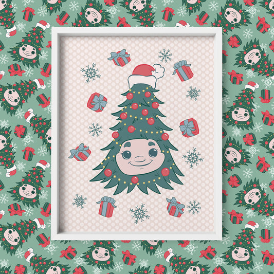 Woody the Christmas Tree Holiday Art Print