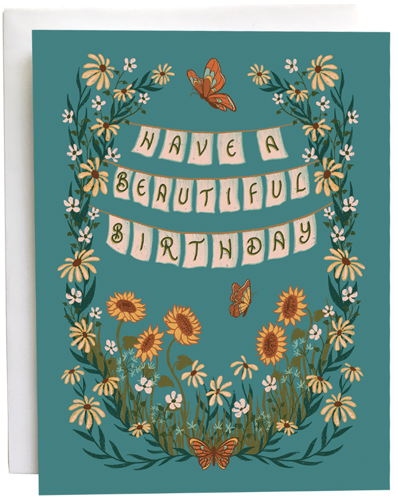 Cottagecore Beautiful Birthday Butterfly Floral Greeting Card